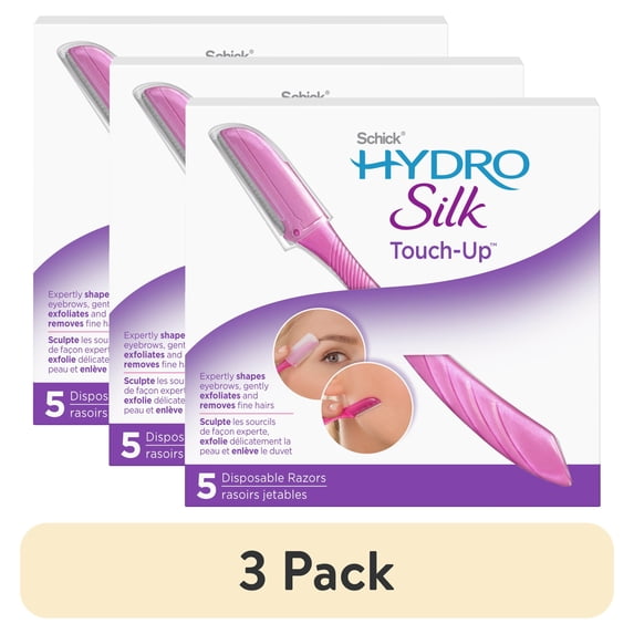 (3 pack) Schick Hydro Silk Touch-Up Multipurpose Exfoliating Facial Razor and Eyebrow Shaper, 5 ct