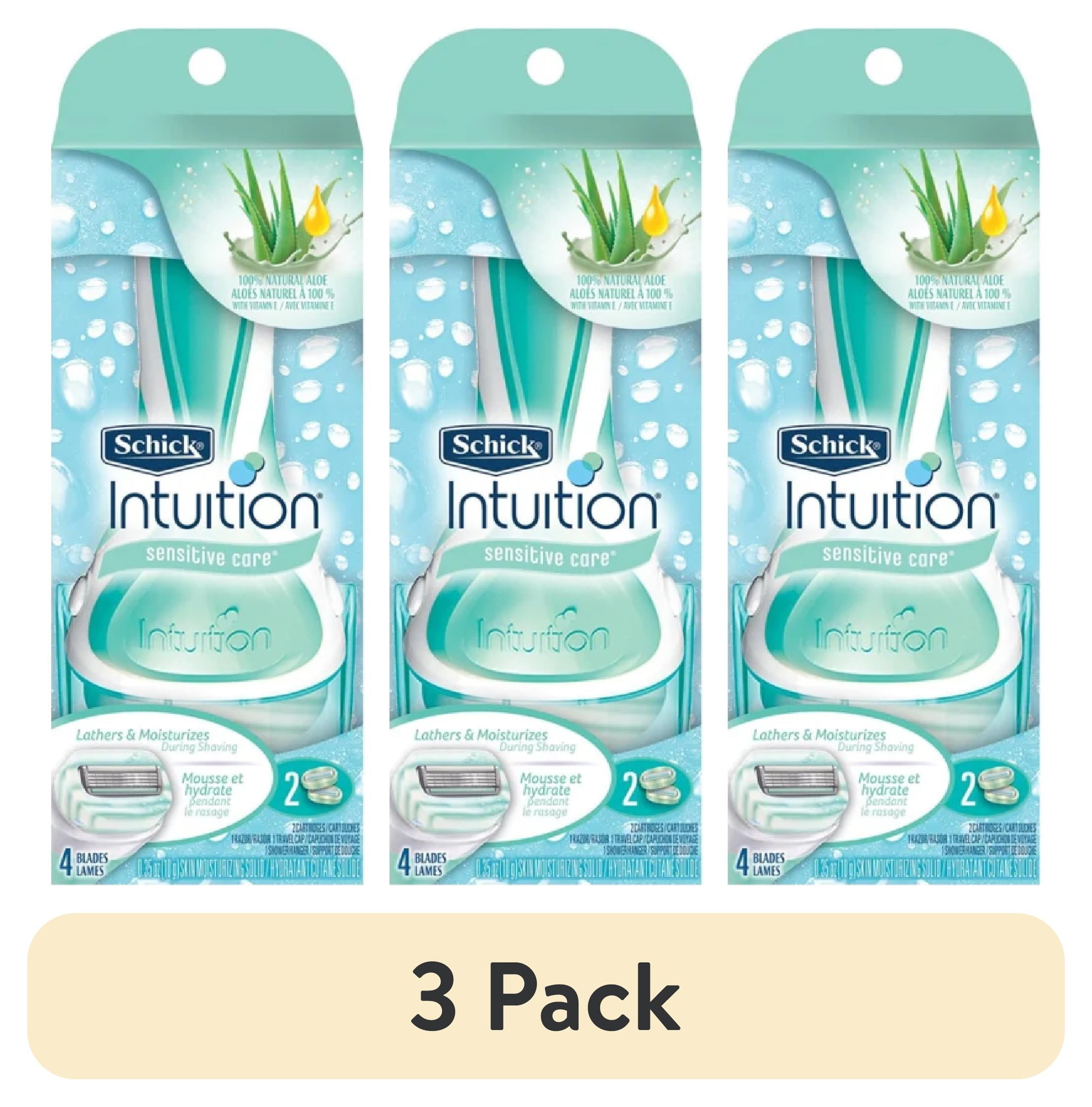 (3 pack) Schick Intuition Sensitive Care Razor with 2 Refill Blades
