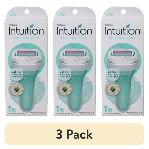 (3 pack) Schick Intuition Sensitive Care Women's Razor | Womens Razors for Shaving | Sensitive Care with Aloe & Vitamin E | Womens Razors for Shaving Bikini Area | Sensitive Skin