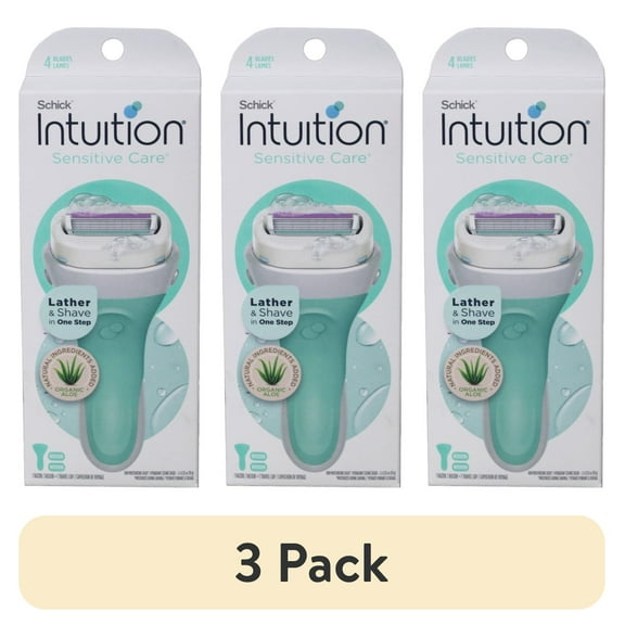 (3 pack) Schick Intuition Sensitive Care Women's Razor | Womens Razors for Shaving | Sensitive Care with Aloe & Vitamin E | Womens Razors for Shaving Bikini Area | Sensitive Skin