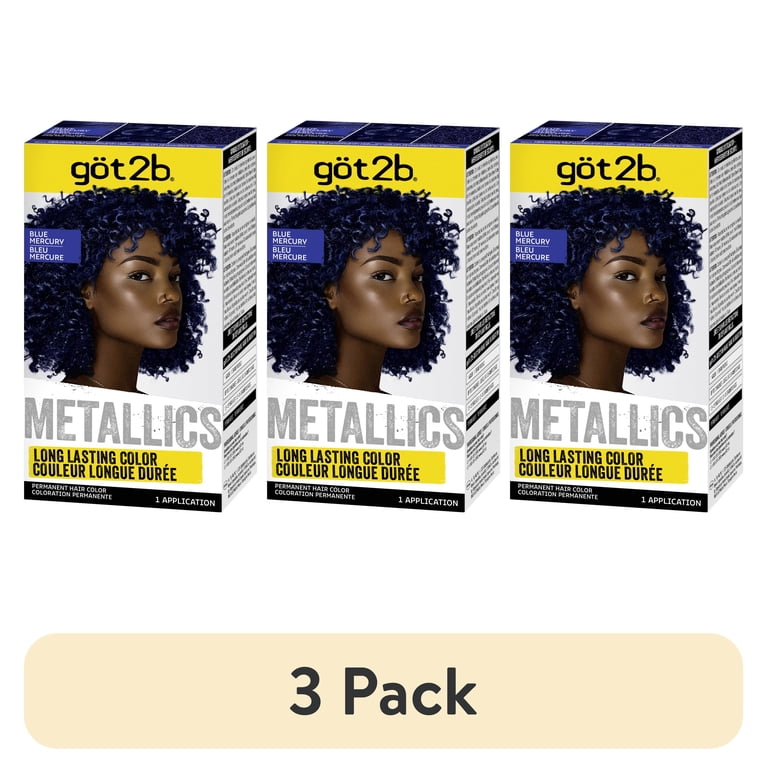 3 pack) got2b Metallics Permanent Hair Dye, M67 Blue Mercury, Hair