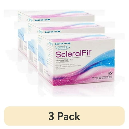 (3 pack) ScleralFil Preservative Free Saline Solution, 0.34 Fl Oz Vials, 30 Count