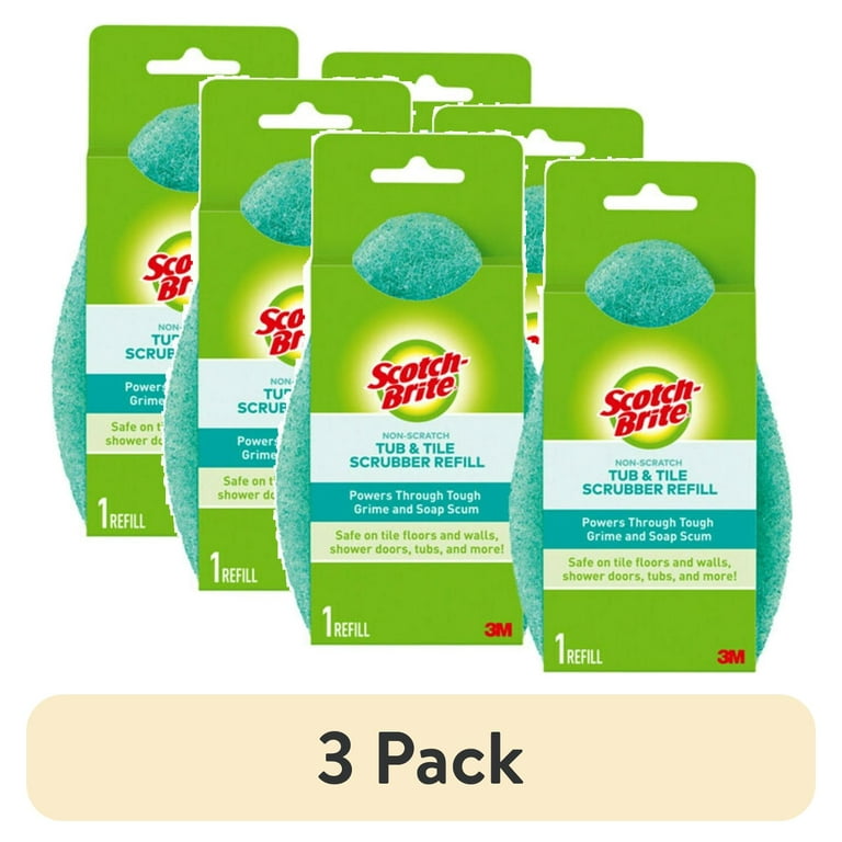 3 pack) Scotch-Brite Extendable Tub & Tile Scrubber Kit, 1 Handle