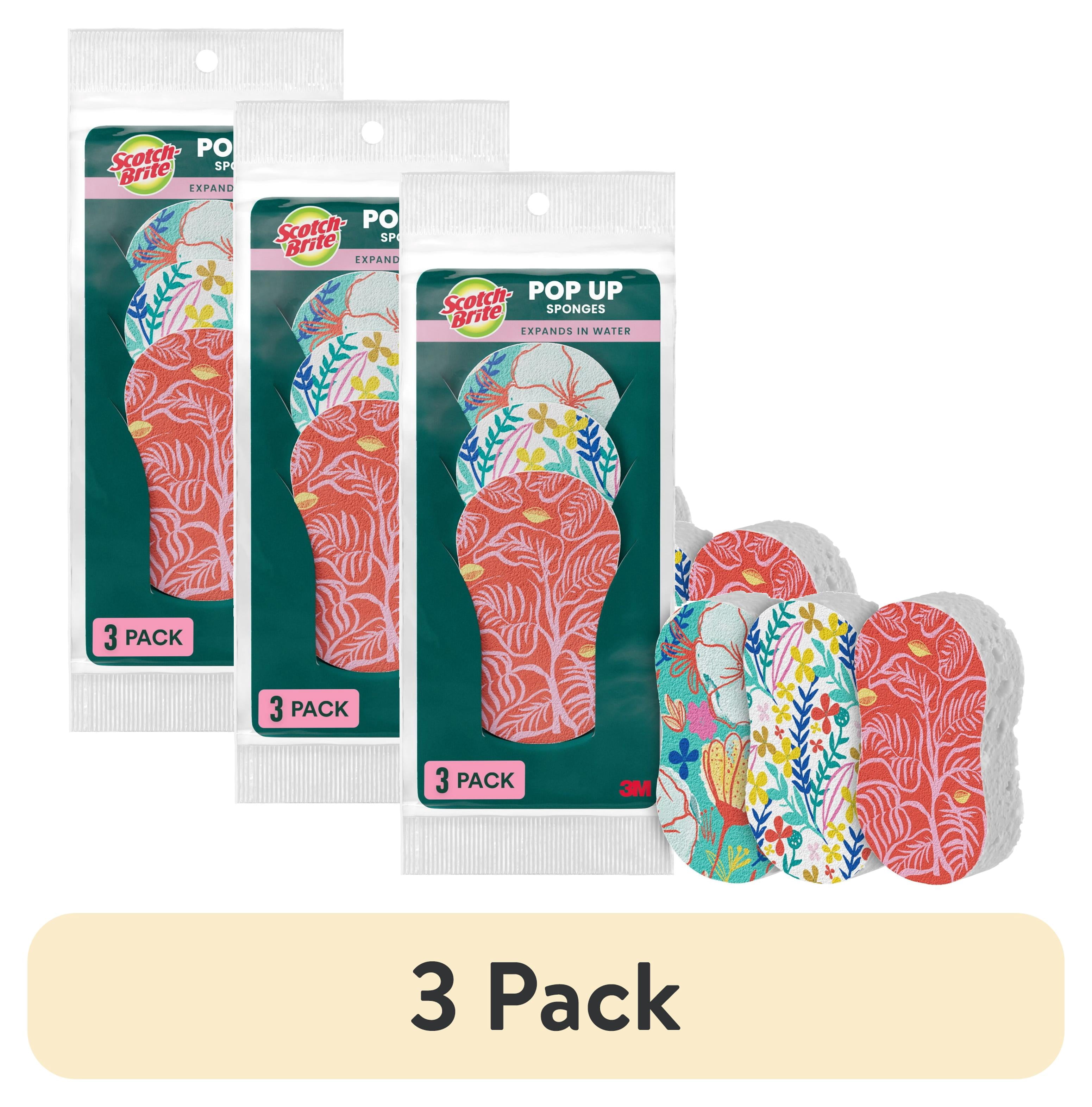 (3 pack) Scotch-Brite Pop Up Sponges, Expands In Water, 3 Sponges