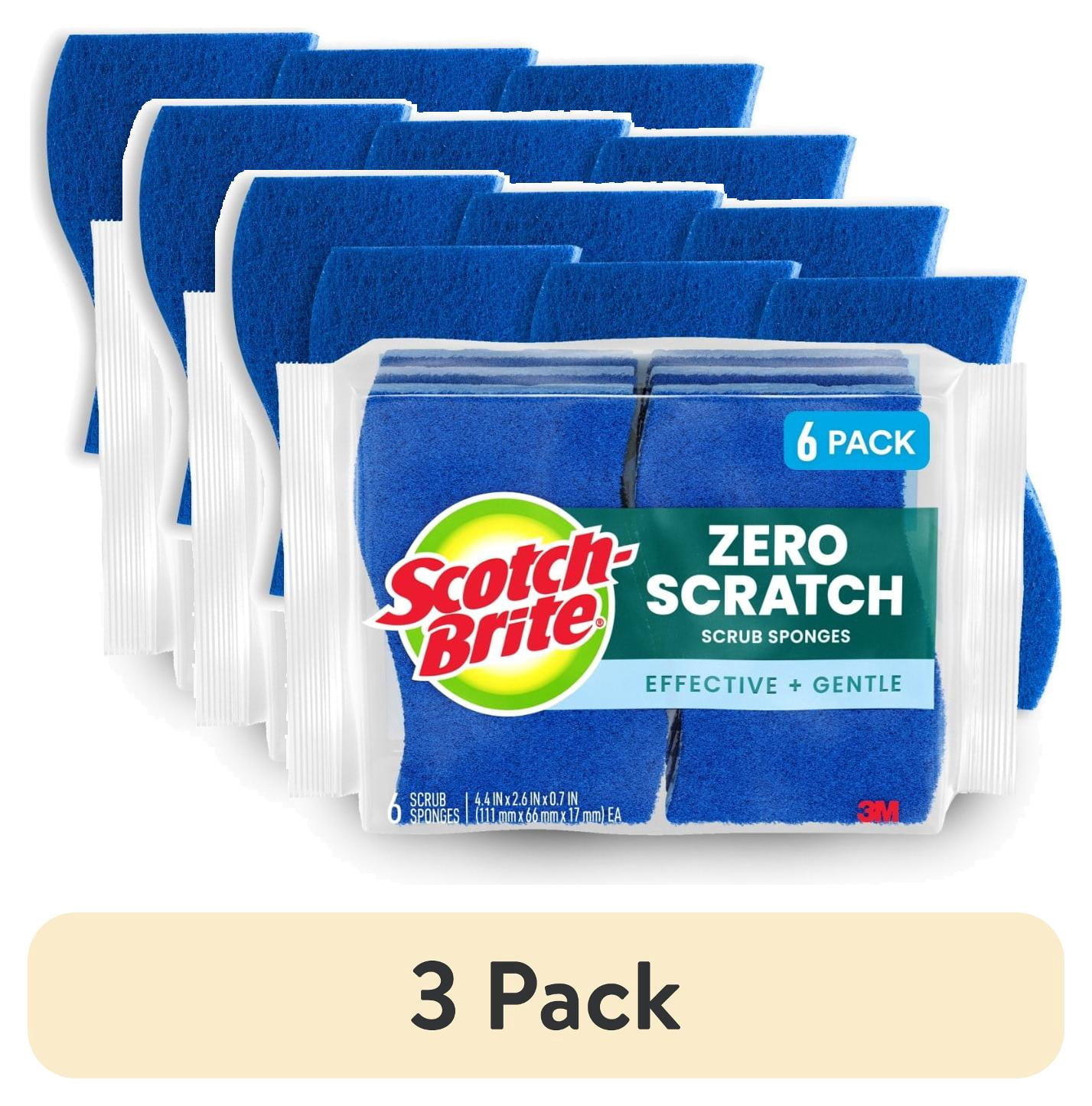 (3 pack) Scotch-Brite Zero Scratch, Non-Scratch, Cleaning Scrub Sponges, 6 Dish Sponges