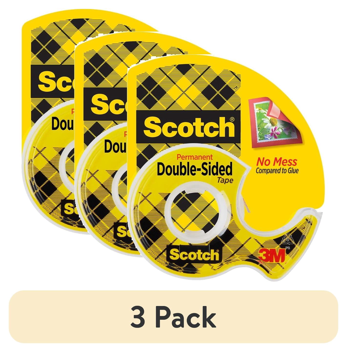 (3 pack) Scotch Double Sided Permanent Tape Dispenser,  0.5 in. x 400 in., 1 Dispenser