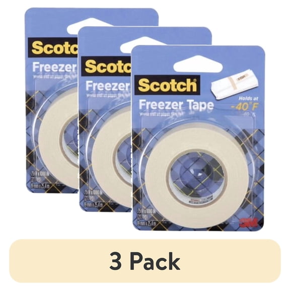 (3 pack) Scotch Freezer Tape, White, 3/4 in. x 1000 in., Holds at -40F