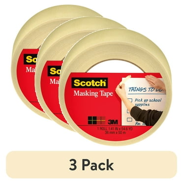 (3 pack) Scotch Home and Office Masking Tape, Tan, 1-1/2 in. x 55 yds., 1 Roll