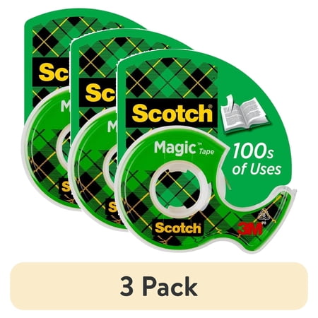 (3 pack) Scotch Magic Tape Dispenser, Clear, 3/4" x 650", 1 Dispenser