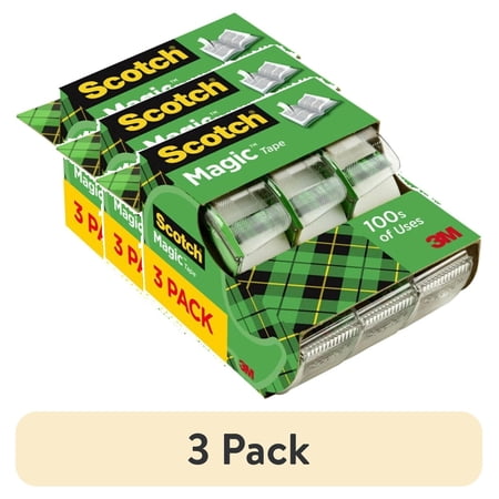 (3 pack) Scotch Magic Tape Dispenser, Clear, ¾ in. x 325 in., 3 Dispensers