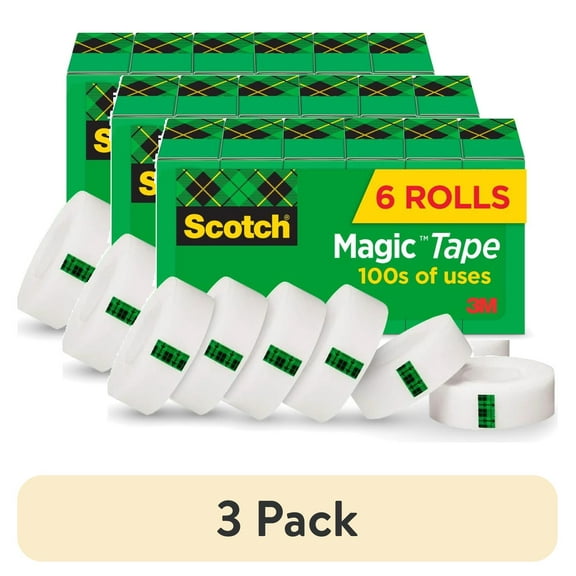 (3 pack) Scotch Magic Tape Refills, Clear, 3/4 in x 800 in, 6 Refills