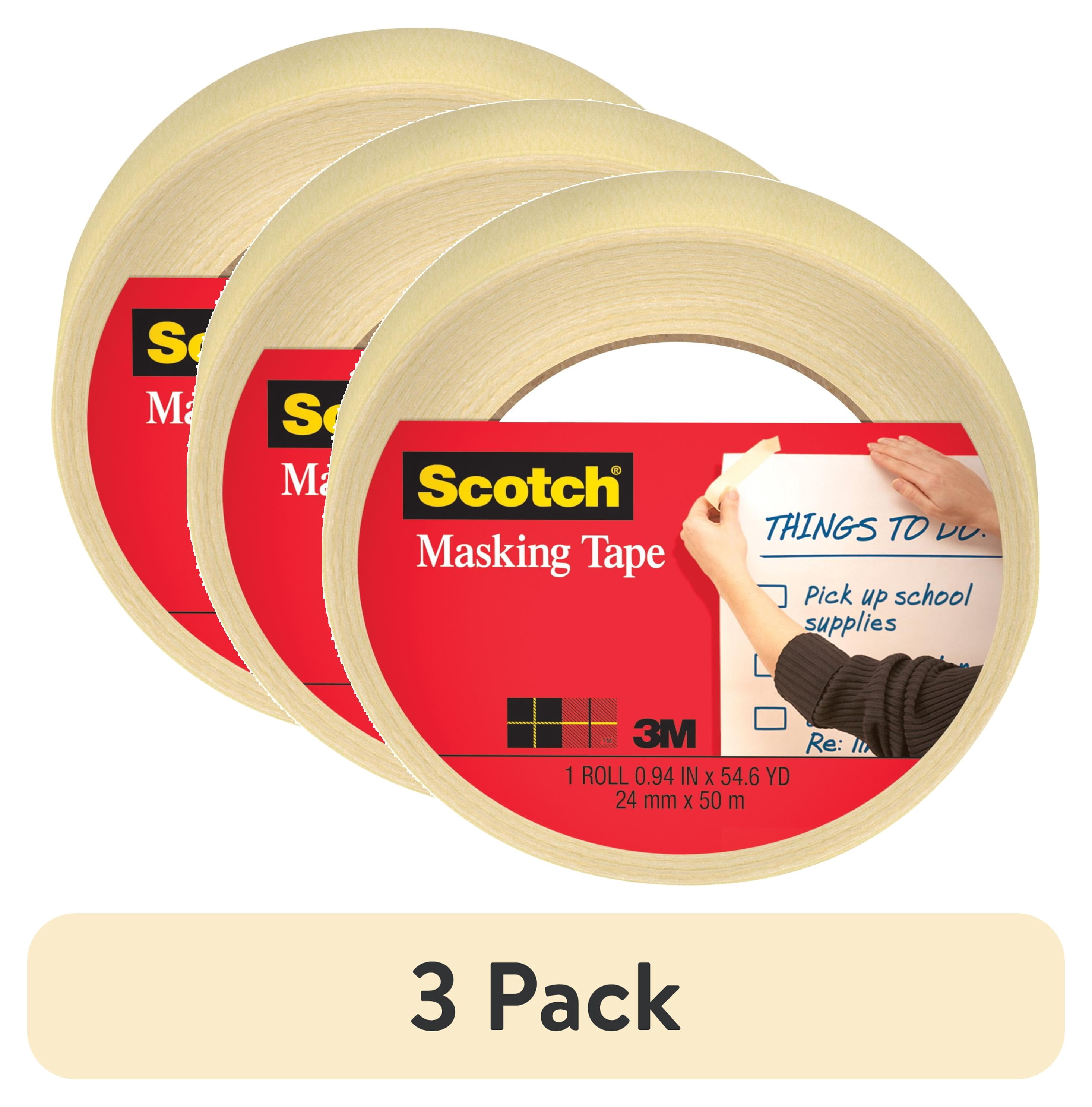 (3 pack) Scotch Masking Tape, .94 in x 54.6 yd, Tan, 1 Roll