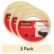 (3 pack) Scotch Masking Tape, .94 in x 54.6 yd, Tan, 1 Roll