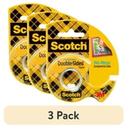 (3 pack) Scotch Removable Double Sided Tape, Clear, 3/4 in x 200 in, 1 Tape Dispenser