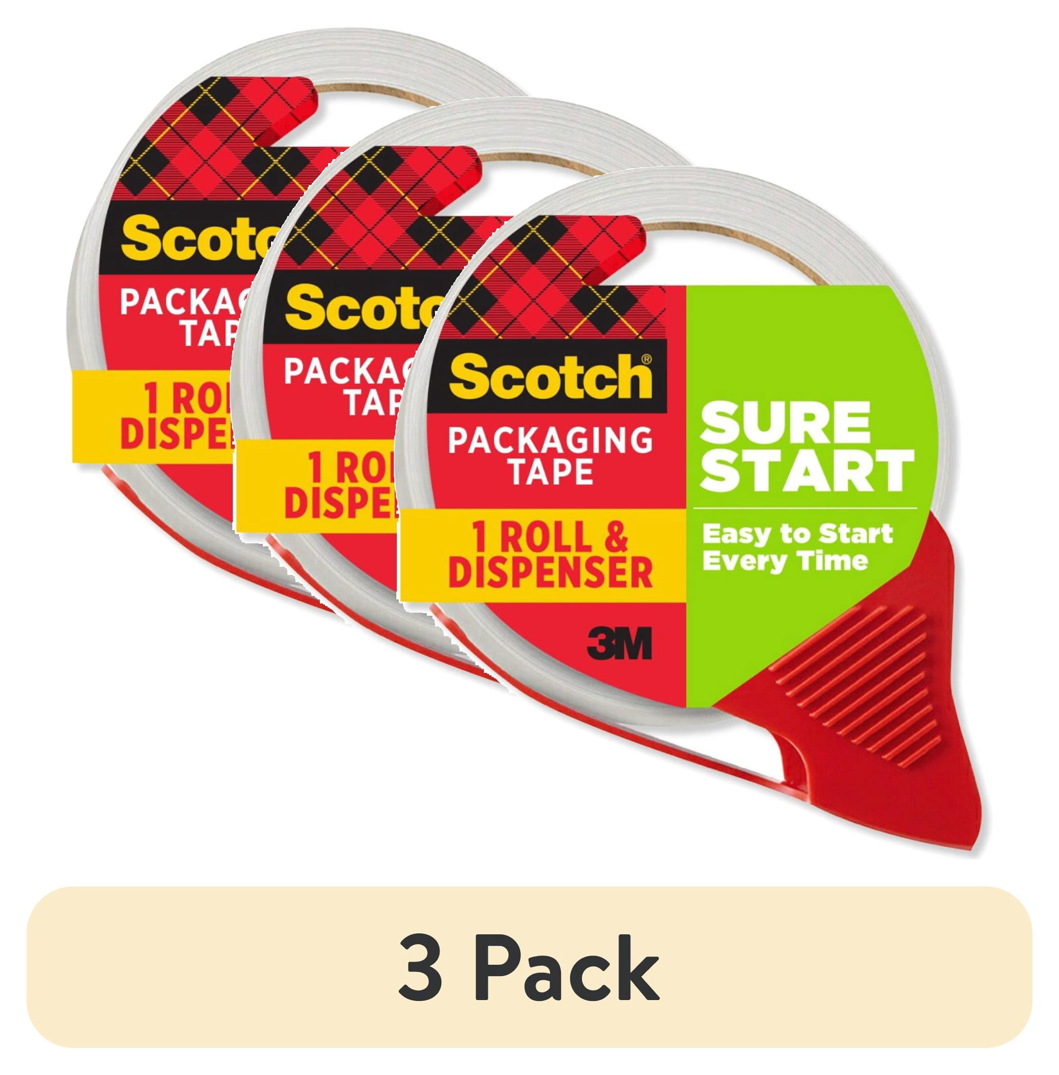 (3 pack) Scotch Sure Start Packaging Tape Dispenser, Clear 1.88 in. x 38.2 yd., 1 Total