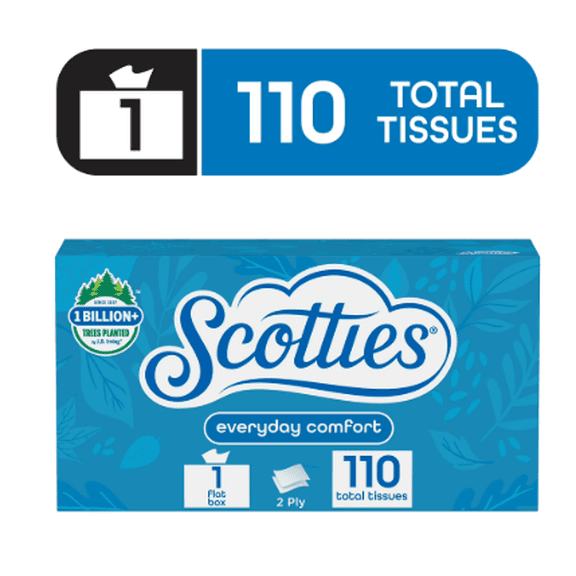 3 pack - Scotties Everyday Comfort 2-Ply Flat Box Facial Tissues (110 Total Tissues)