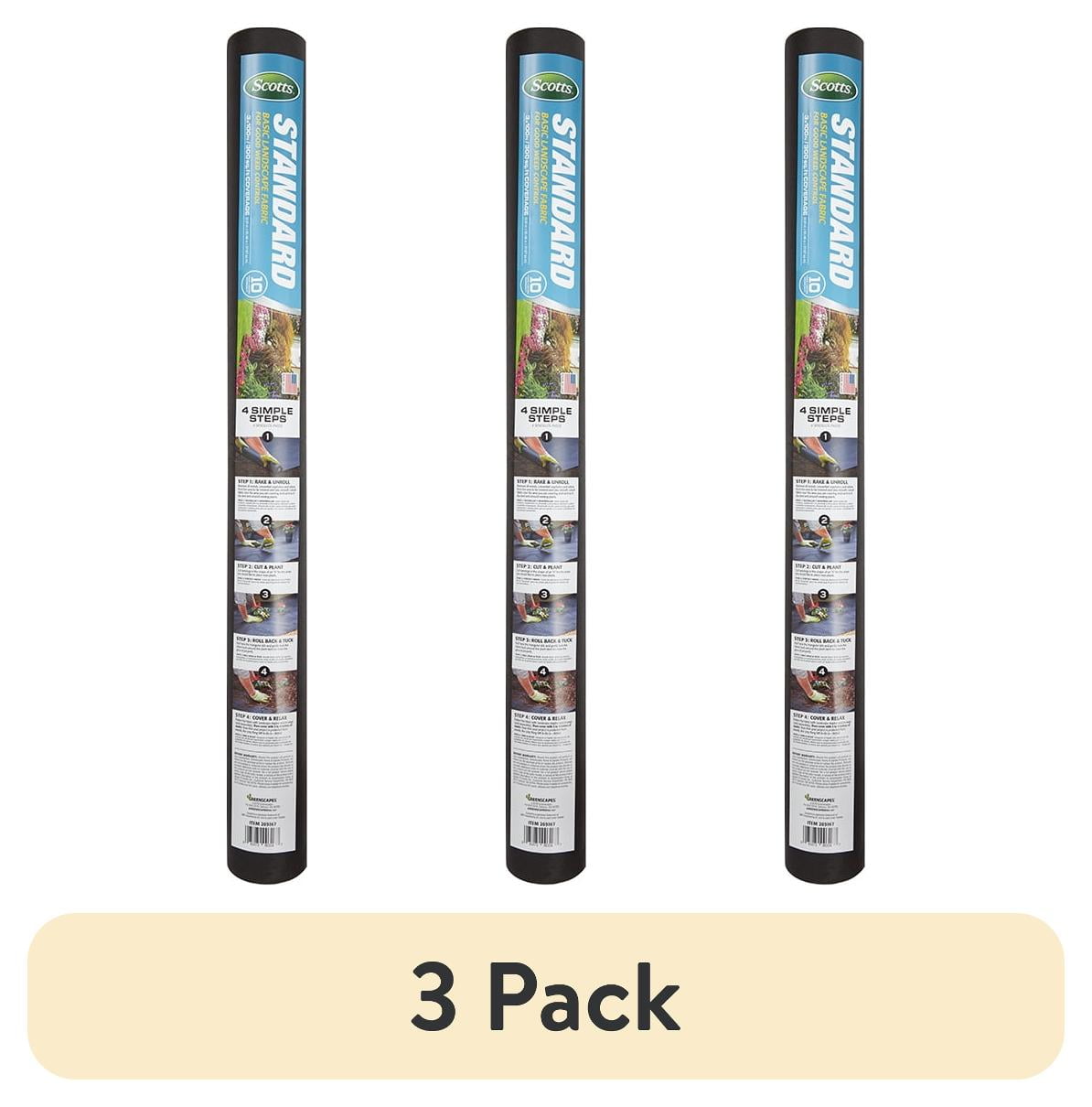 (3 pack) Scotts Standard Weed Barrier Fabric 3' x 100', Polypropylene, Black, 3 feet Wide and 100 feet Long