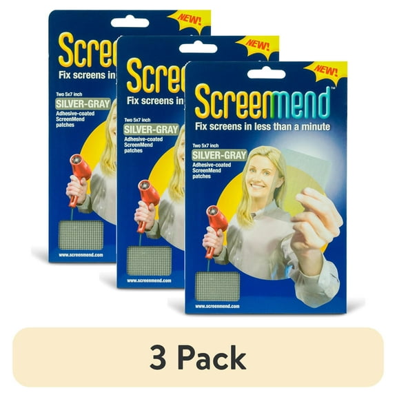 (3 pack) ScreenMend Screen Repair Patch, 7”x 5”  x 0.06", Gray, 2 Pack