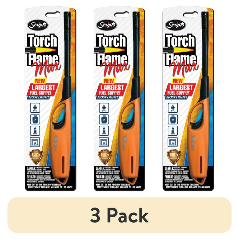 3 pack) Scripto Torch Flame MAX Wind Resistant Lighter, 1