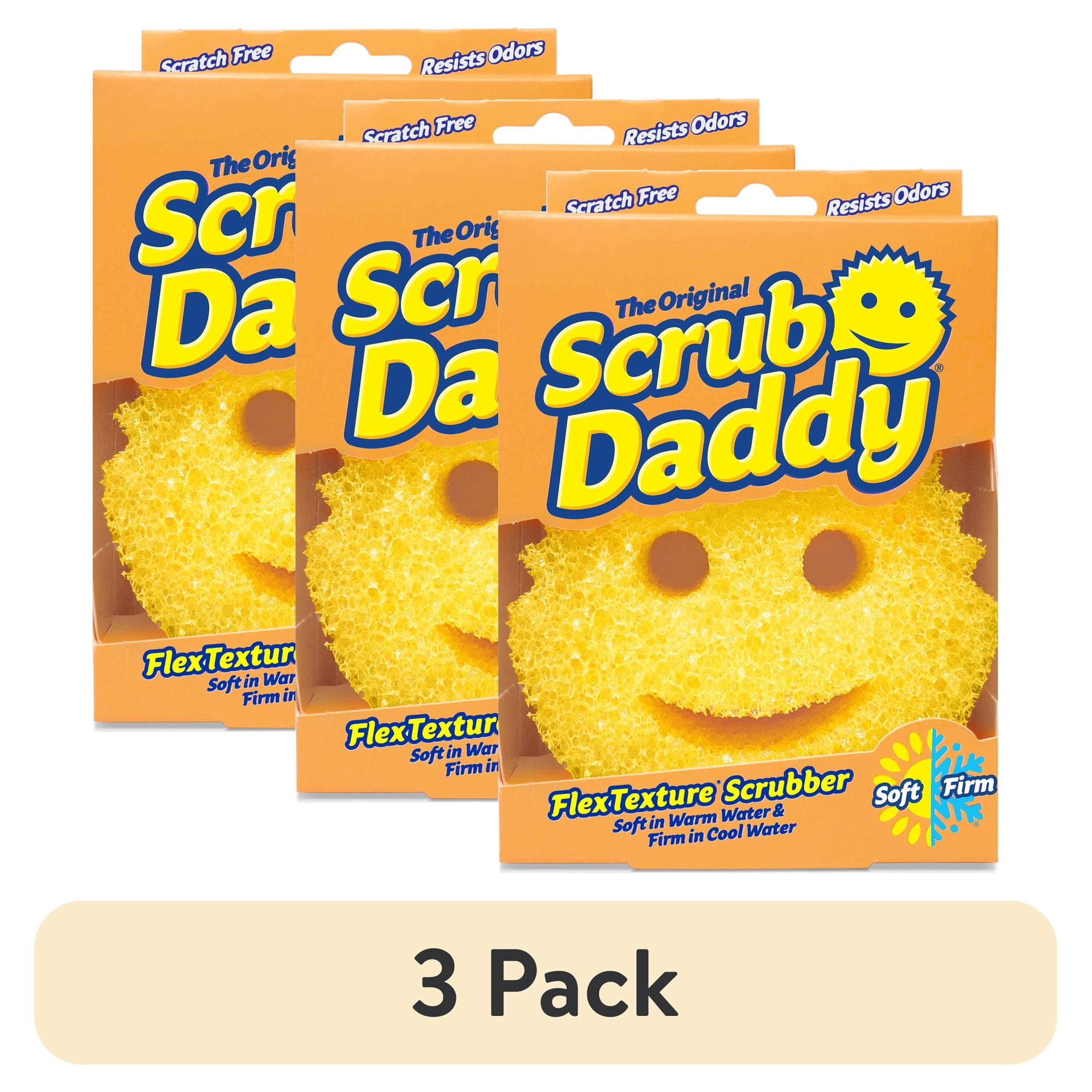 (3 pack) Scrub Daddy Original Sponge Scratch-Free Dish Scrubber, Kitchen & Bath Cleaning Supplies. Scrubbies & Esponjas De Fregar Platos