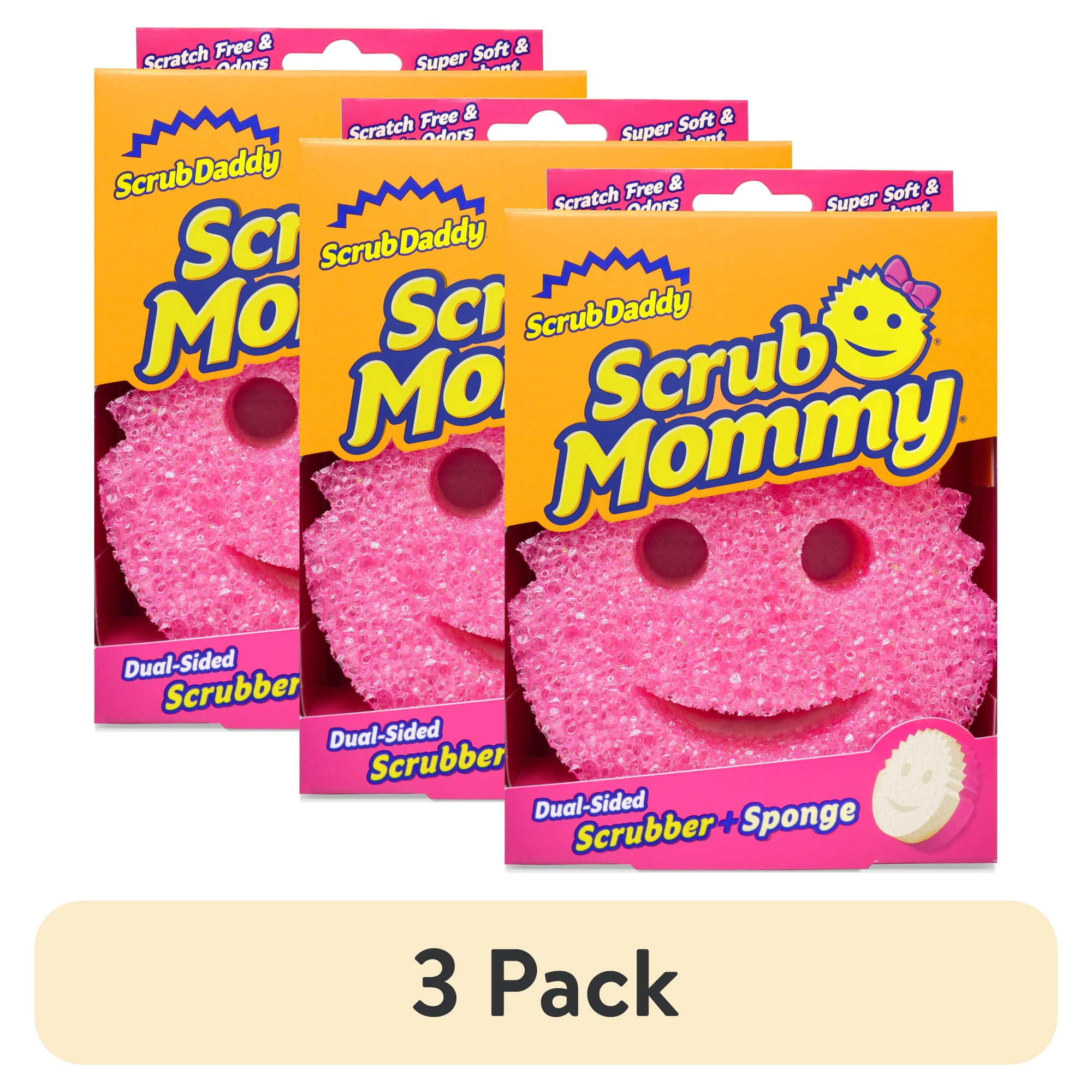 (3 pack) Scrub Daddy Scrub Mommy Dual-Sided Scratch-Free Dish Scrubber Sponge, Kitchen & Bath Cleaning Supplies. Scrubbies & Esponjas De Fregar Platos