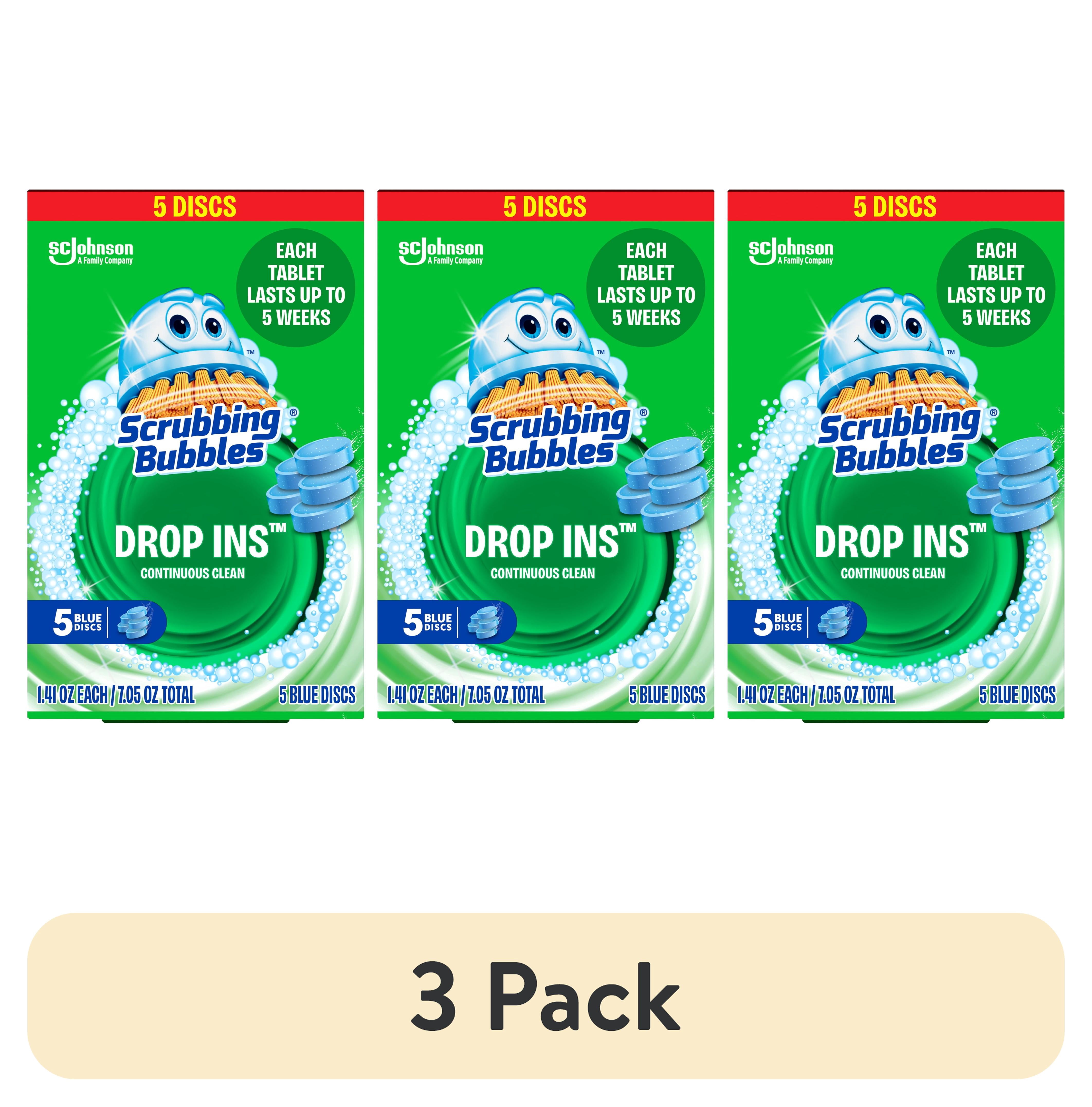 (3 pack) Scrubbing Bubbles Continuous Clean Drop-Ins Discs, Toilet Bowl Cleaner Tablets, 5 Count