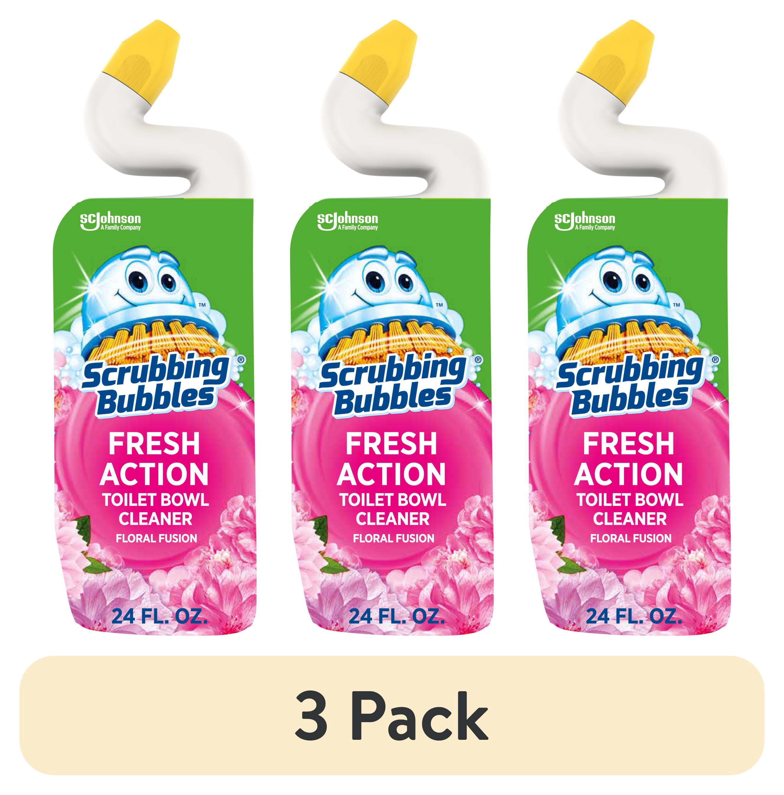 (3 pack) Scrubbing Bubbles Fresh A Countion Toilet Bowl Cleaner, Floral Fusion, 1 Squeeze Bottle, 24 oz