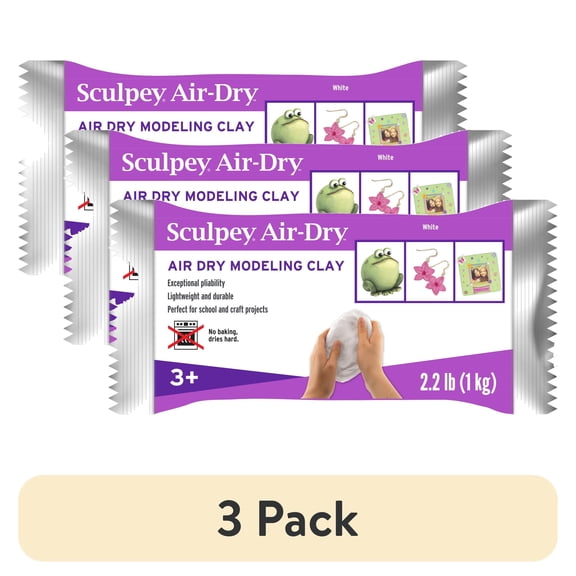 (3 pack) Sculpey Air Dry Modeling Clay 2.2 lbs White