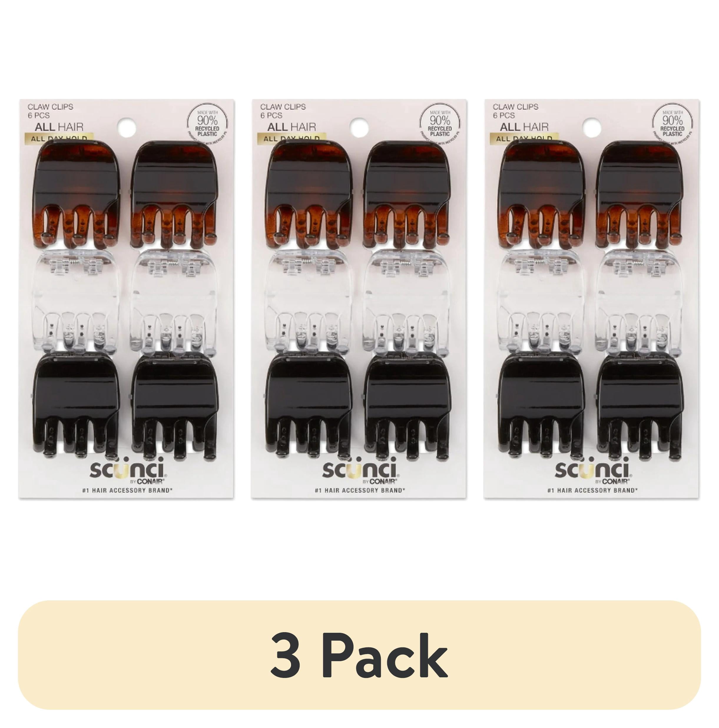 (3 pack) Scunci Claw Clip, Multicolor, 6 Count