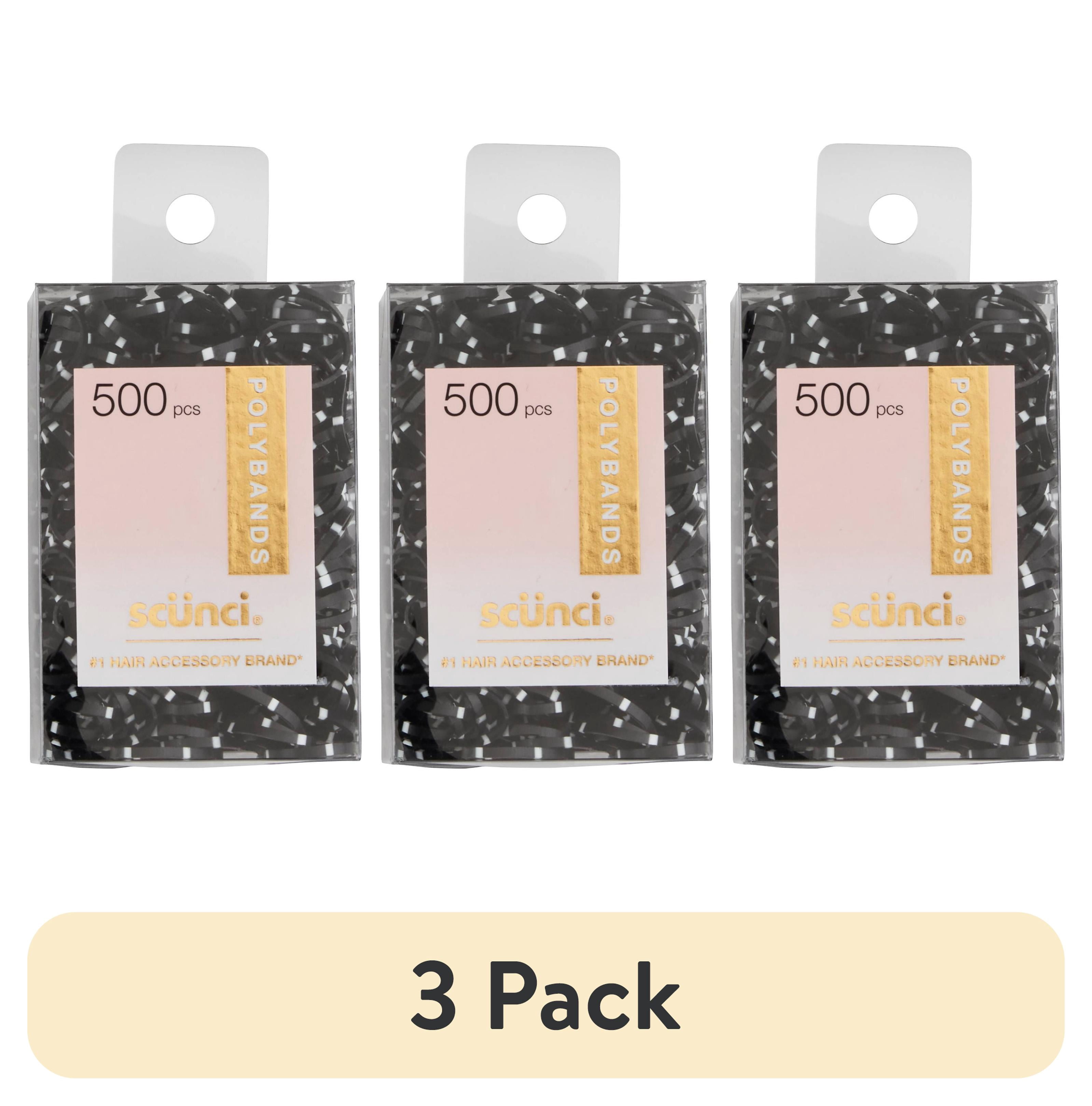 (3 pack) Scunci Elastic Hair Polybands In Acetate Box, Black/White, 500 ...
