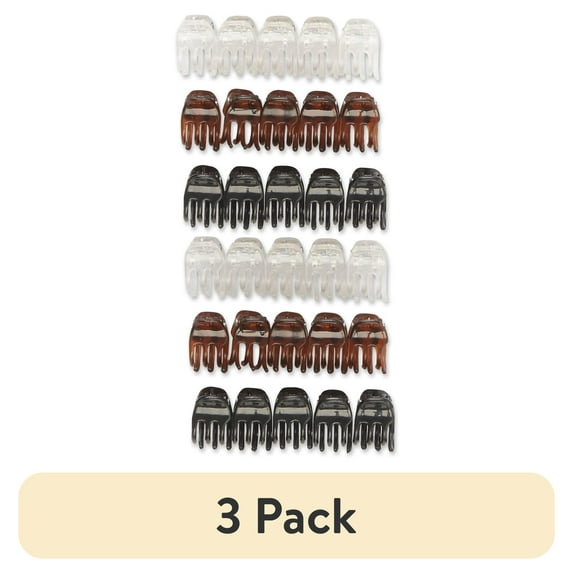 (3 pack) Scunci No-Slip Grip Mini Claw Clips, 30-Count