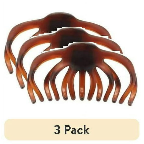(3 pack) Scunci Recycled Large Claw Clips - Brown/Black - Thick Hair - 2-Count