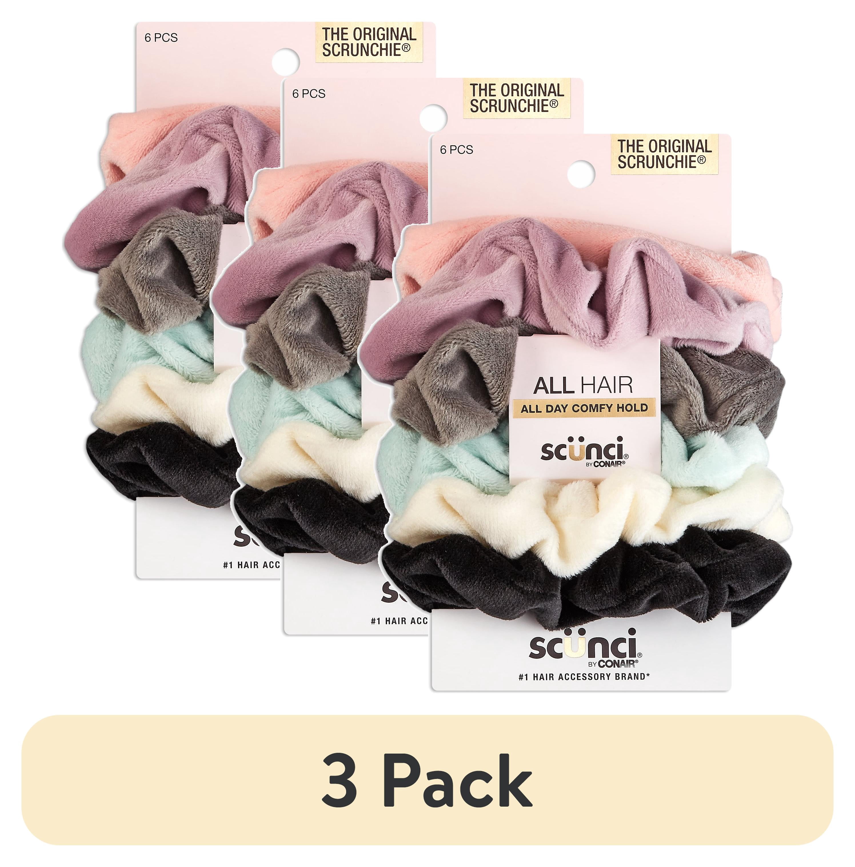 Fashion Cream, Pink, and Black Silk Scrunchie’s with Multicolor Logo’s Stylish Scrunchie Set of 6 for Effortless Hair Looks main image 3