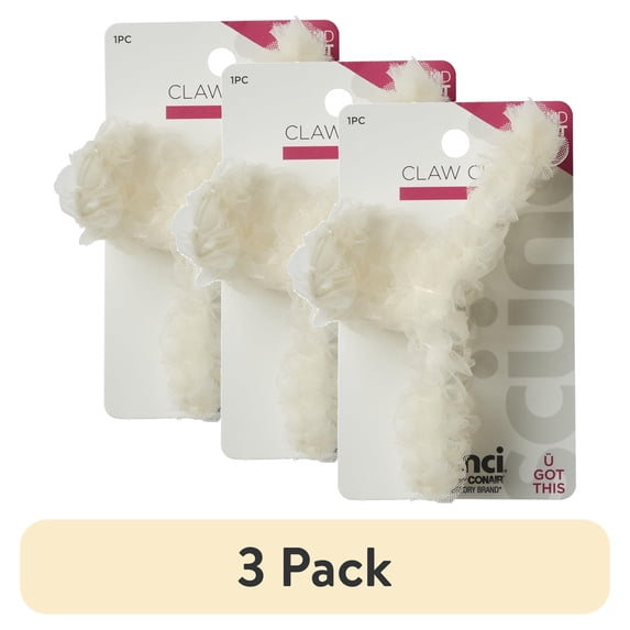 (3 pack) Scunci Tulle Fabric Claw Clip, White