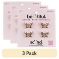 thumbnail image 1 of (3 pack) Scunci be-u-tiful Rhinestone Embellished Butterfly Mini Claw Clips, Pink/ Gold, 4-Pieces, 1 of 7
