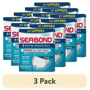3 pack Sea Bond Upper Secure Denture Adhesive Seals, For an All Day Strong Hold, Original Flavor Seals, 30 Count, 4 Pack