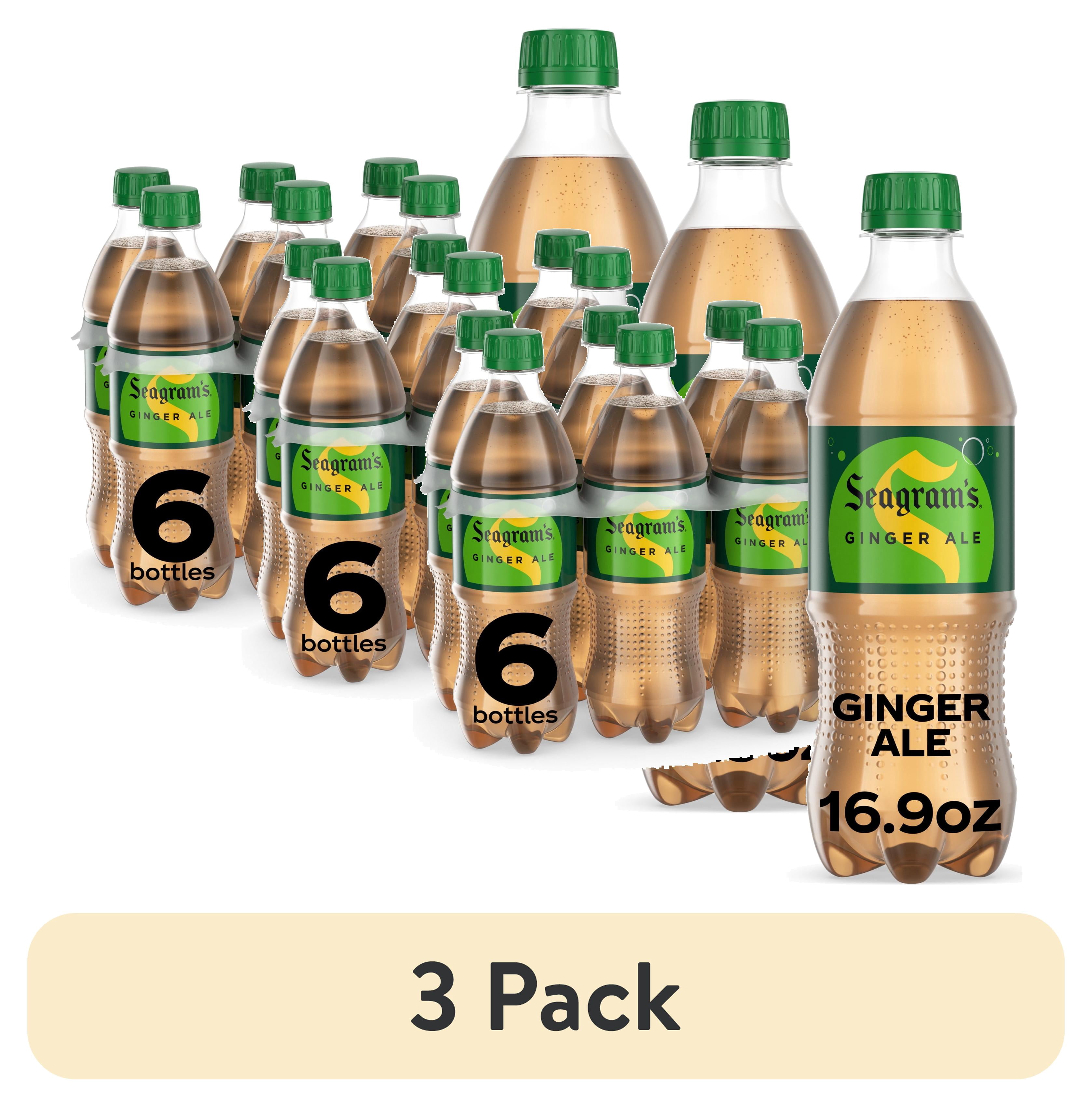 (3 pack) Seagram's Ginger Ale Soda Pop Bottles, 16.9 fl oz, 6 Pack