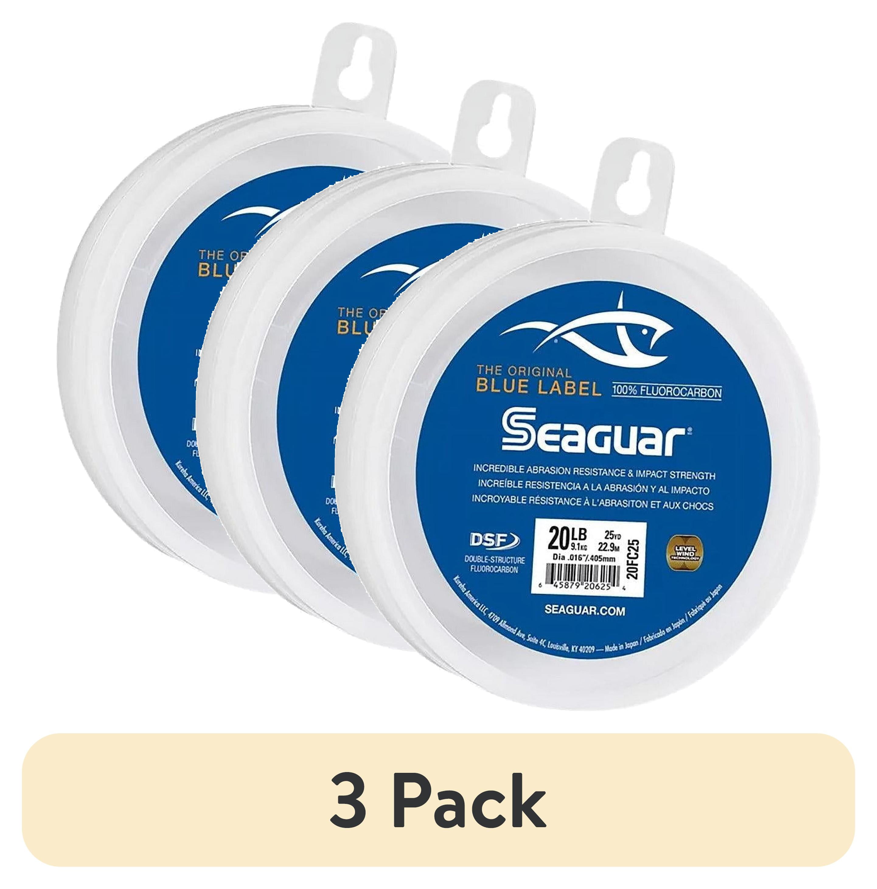 (3 pack) Seaguar Blue Label 100% Flourocarbon Fishing Line (DSF), 15lbs, 25yds Break Strength/Length - 15FC25
