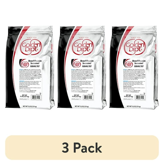 (3 pack) Seasoned Bread Crumbs by Golden Dipt | Bulk 4 Pound Bag