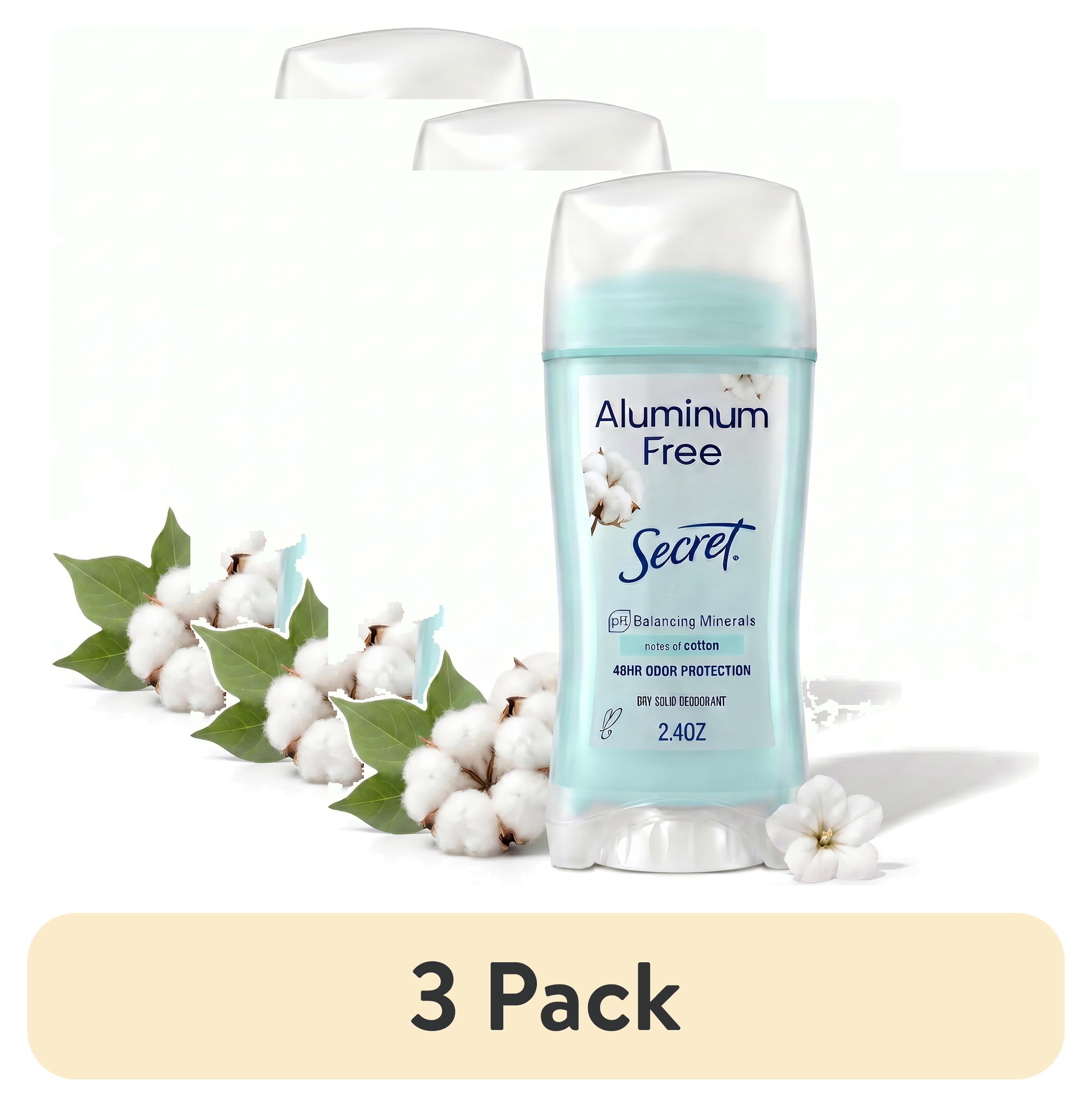 (3 pack) Secret Aluminum Free Women's Deodorant Solid, Cotton, 2.4 oz