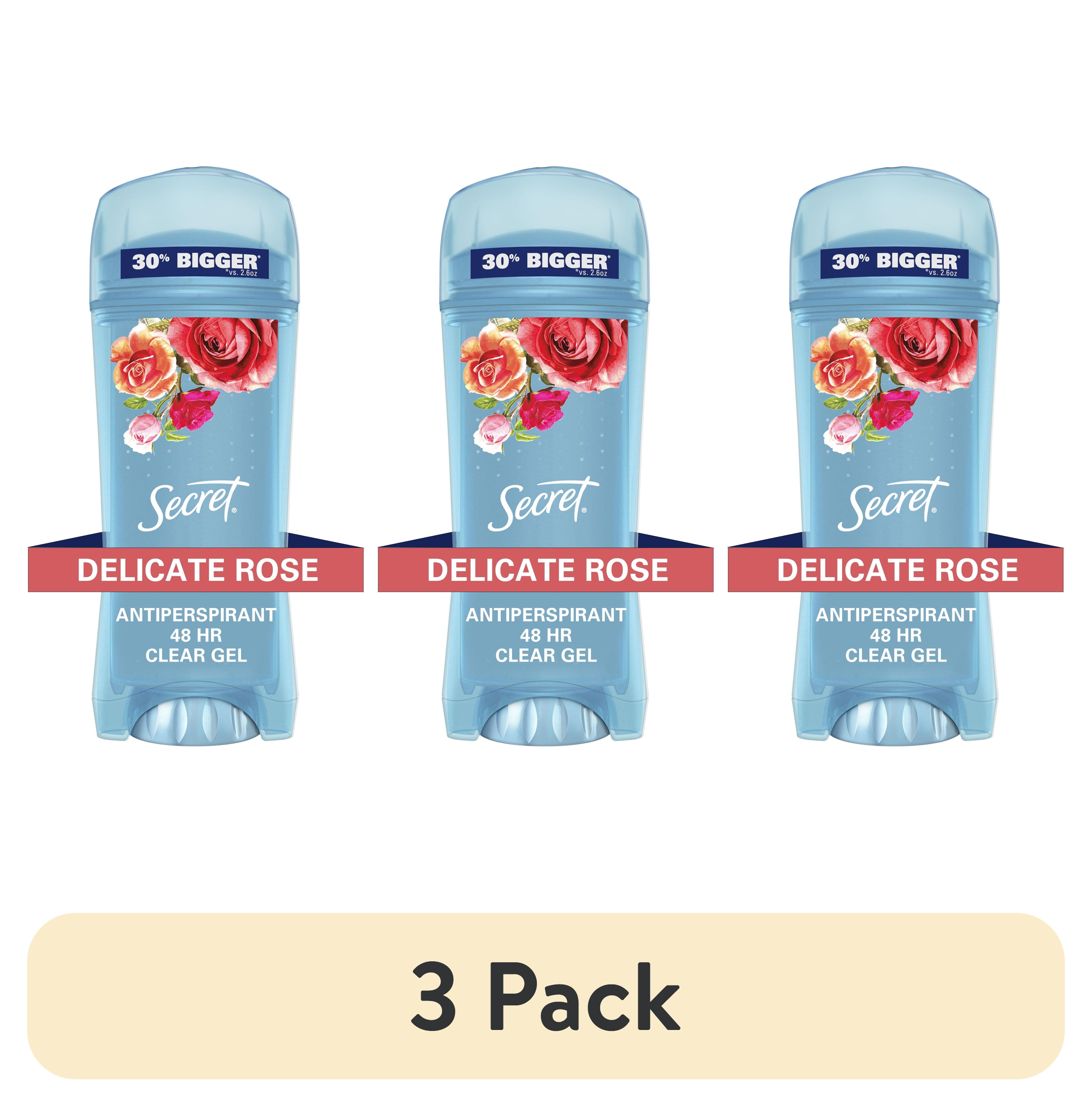 (3 pack) Secret Clear Gel Antiperspirant and Deodorant for Women, Rose Scent, 3.4 oz
