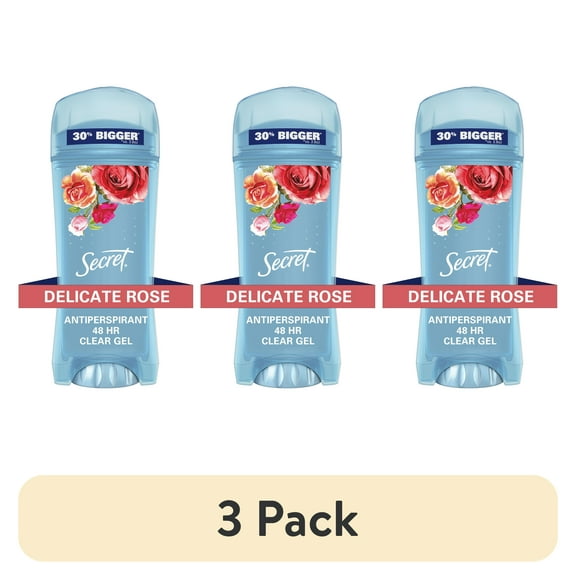 (3 pack) Secret Clear Gel Antiperspirant and Deodorant for Women, Rose Scent, 3.4 oz