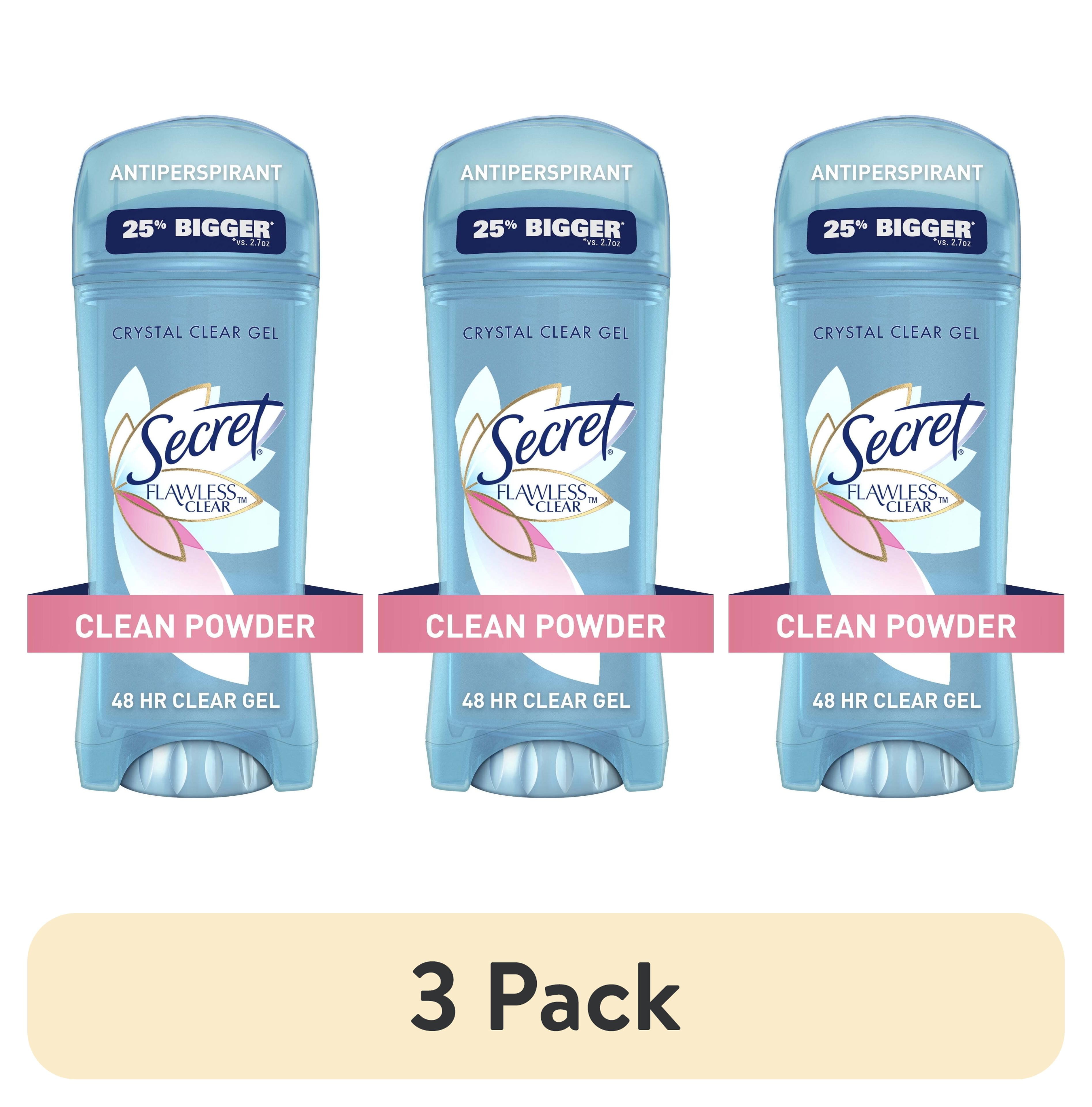 (3 pack) Secret Flawless Clear Gel Antiperspirant and Deodorant for Women, Clean Powder, 3.4 oz
