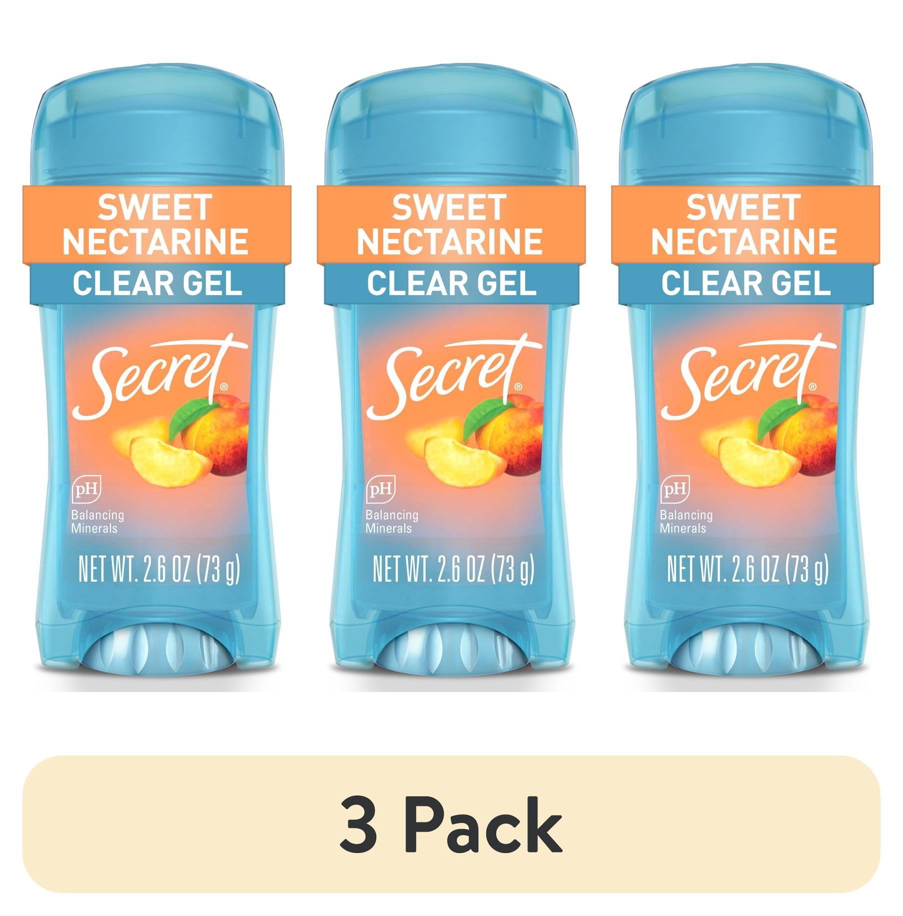 (3 pack) Secret Fresh Clear Gel Antiperspirant Deodorant, Sweet Nectarine, 2.6 oz
