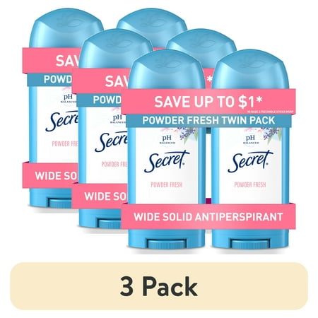 (3 pack) Secret Solid Antiperspirant Deodorant, Powder Fresh, 2.7 oz, Twin Pack