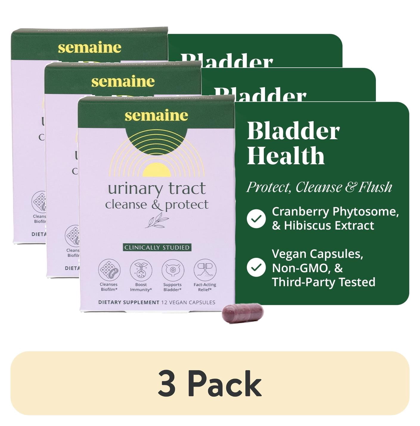 (3 pack) Semaine Urinary Tract Cleanse & Protect 12 Ct. – UTI Relief & Immunity Boost – Cranberry & Hibiscus