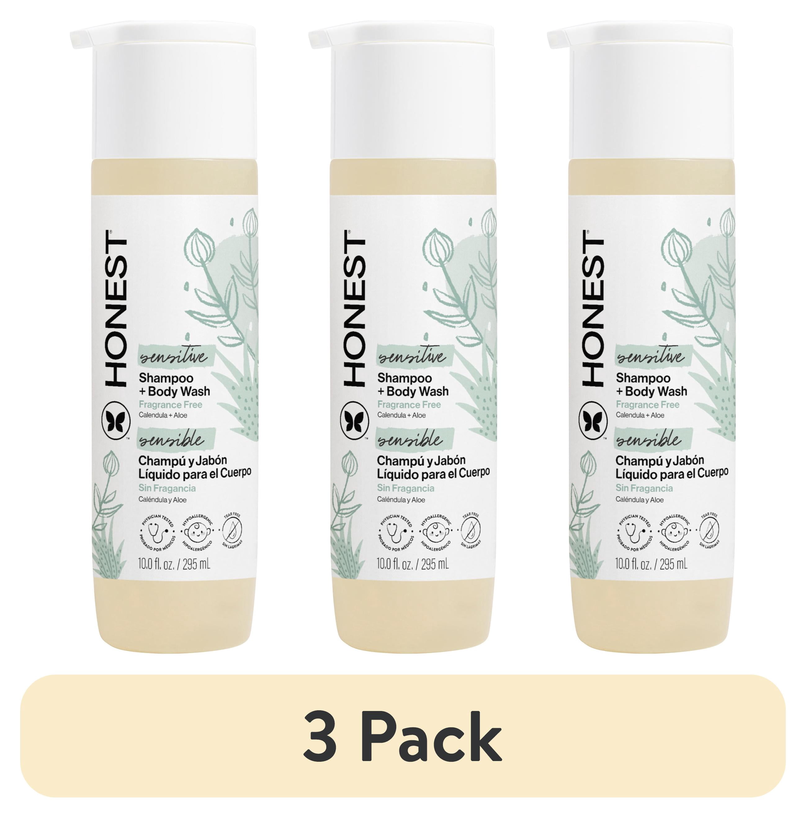 (3 pack) The Honest Company Sensitive 2-in-1 Shampoo and Body Wash, Fragrance Free, 10 fl oz