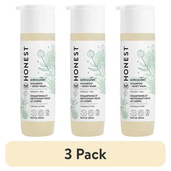 (3 pack) The Honest Company Sensitive Shampoo and Body Wash Fragrance Free 10 fl oz