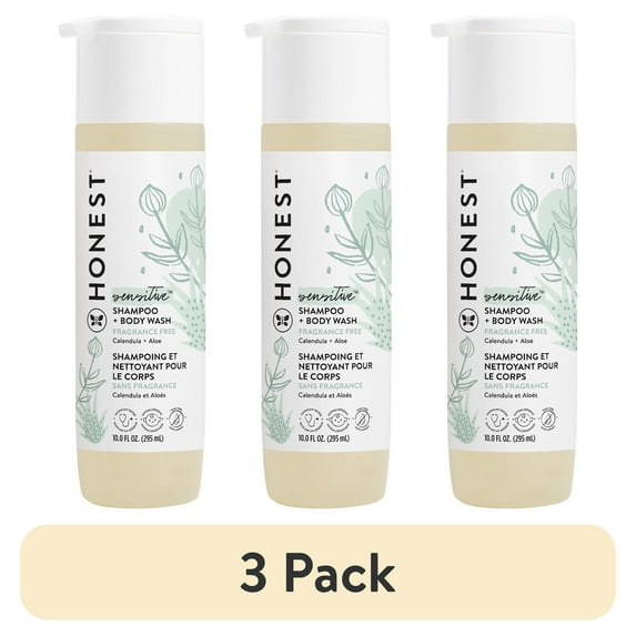 (3 pack) The Honest Company Sensitive Shampoo and Body Wash Fragrance Free 10 fl oz