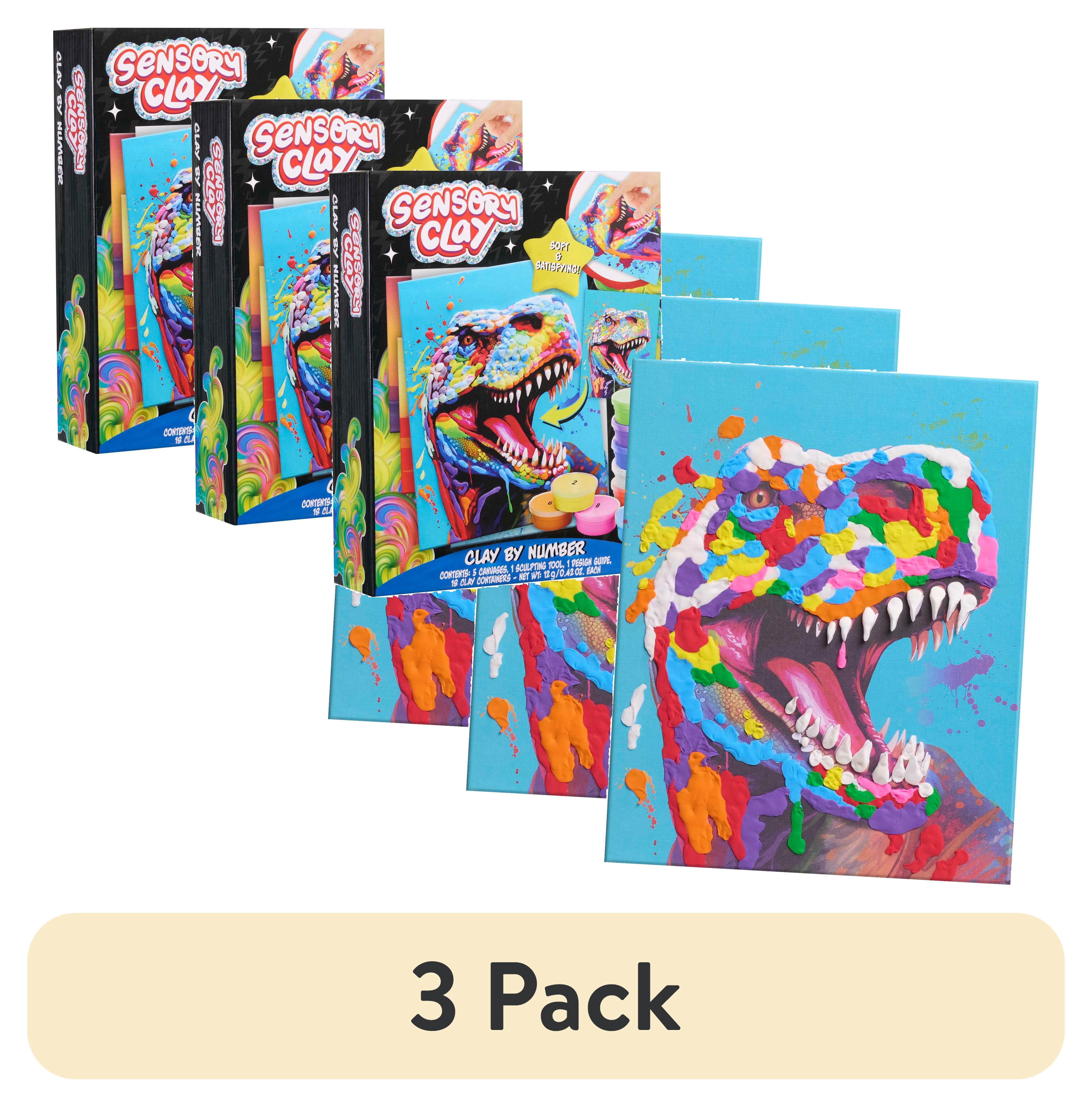 (3 pack) Sensory Clay by Number Dinosaur & Friends